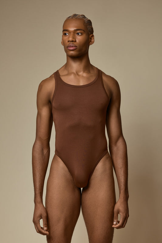 WHISPER THONG BODY SUIT SECOND SKIN - CACAO