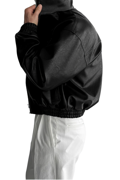 Men's Biker Leather Jacket – Short Moto Jacket with Pockets