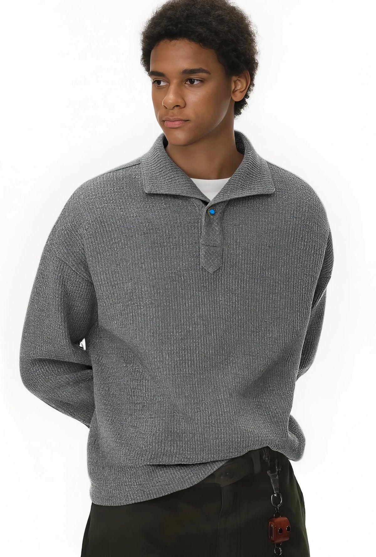 Vintage Italian Polo Shirt - Long Sleeve, Loose Fit, Classic Collared
