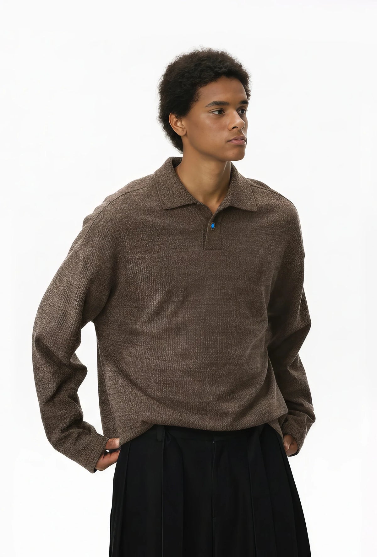 Vintage Italian Polo Shirt - Long Sleeve, Loose Fit, Classic Collared