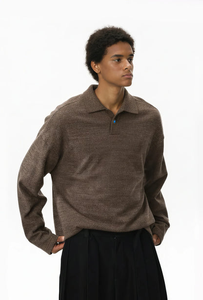 Vintage Italian Polo Shirt - Long Sleeve, Loose Fit, Classic Collared