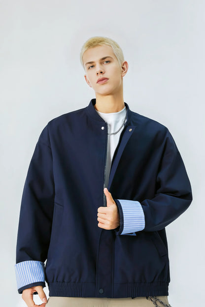 Checked Pattern Work Bomber Jacket