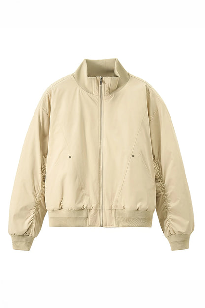 Unisex Stand Collar Cotton Flight Jacket for Casual Wear