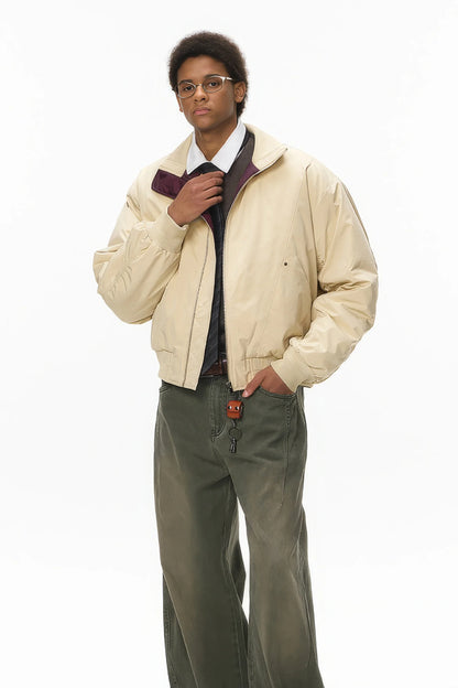 Unisex Stand Collar Cotton Flight Jacket for Casual Wear