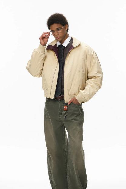 Unisex Stand Collar Cotton Flight Jacket for Casual Wear
