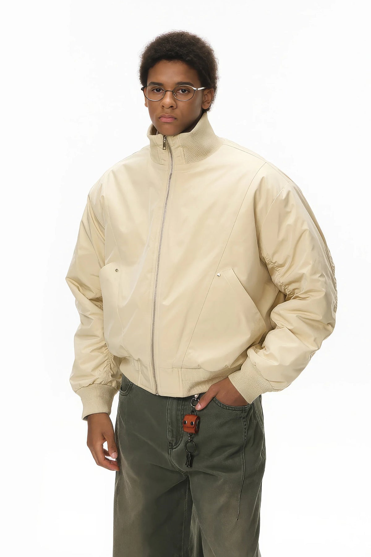 Unisex Stand Collar Cotton Flight Jacket for Casual Wear