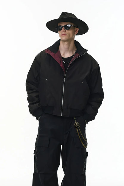 Unisex Stand Collar Cotton Flight Jacket for Casual Wear