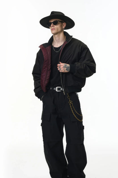 Unisex Stand Collar Cotton Flight Jacket for Casual Wear