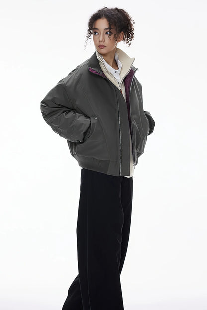 Unisex Stand Collar Cotton Flight Jacket for Casual Wear