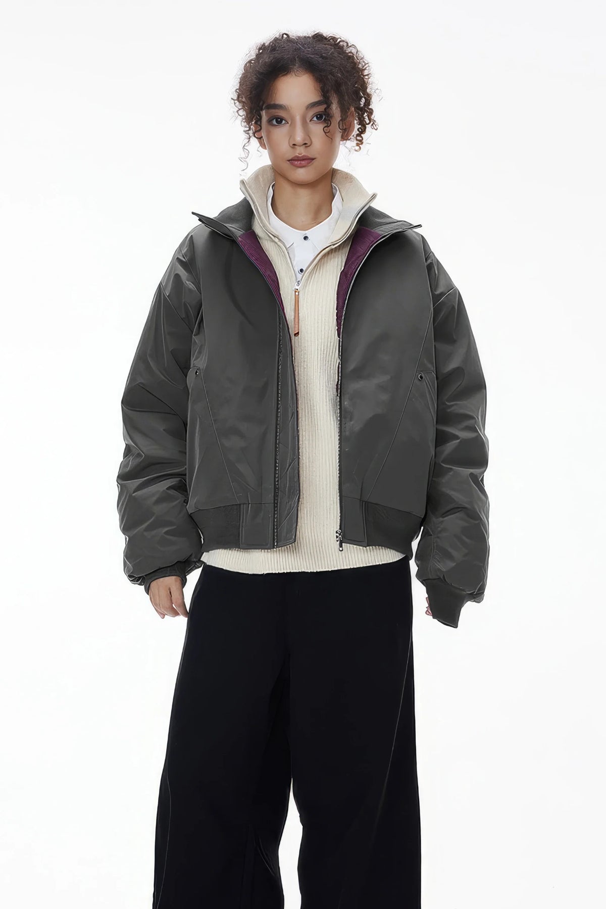 Unisex Stand Collar Cotton Flight Jacket for Casual Wear