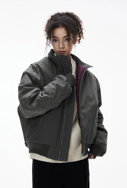 Unisex Stand Collar Cotton Flight Jacket for Casual Wear