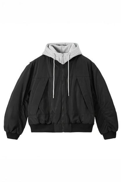 Unisex Detachable Layered Baseball Hoodie Jacket