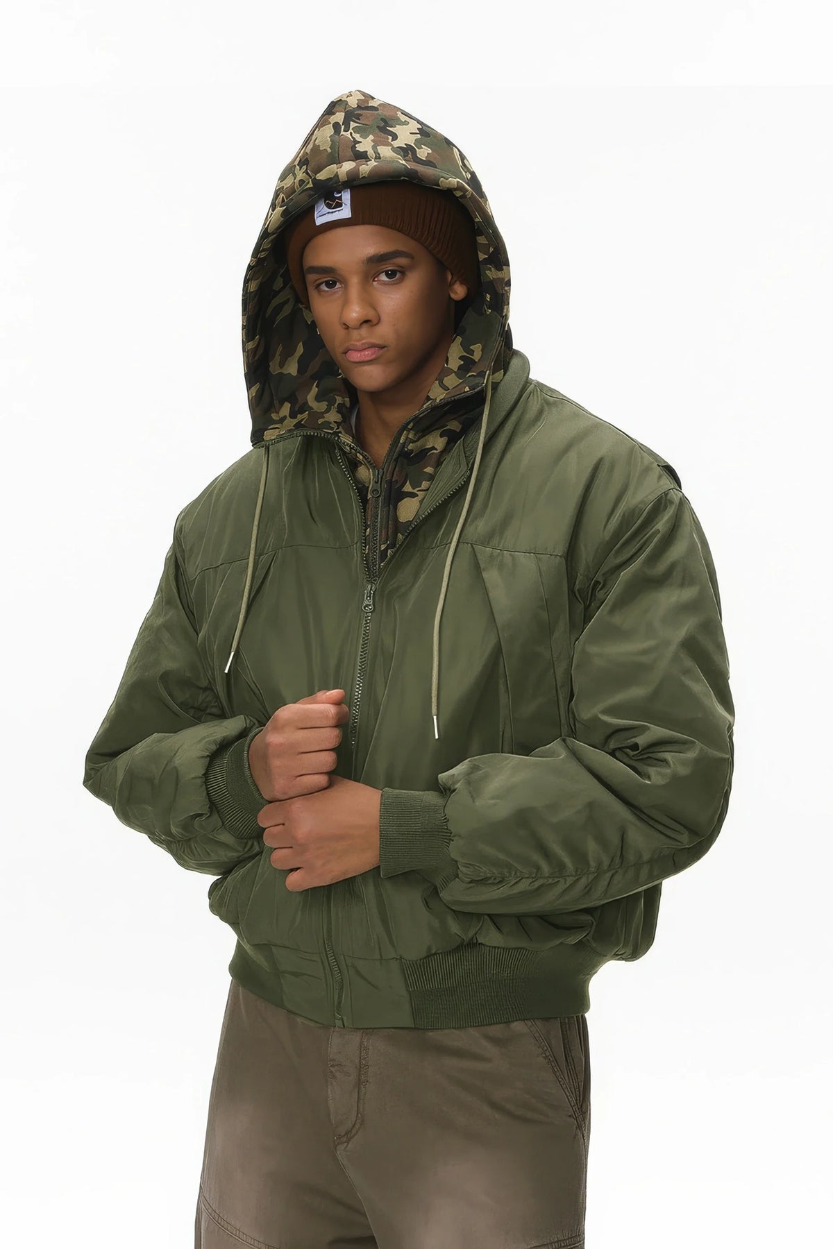 Unisex Detachable Layered Baseball Hoodie Jacket