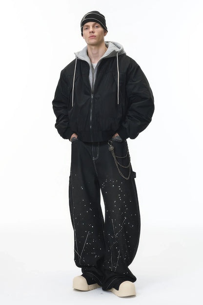 Unisex Detachable Layered Baseball Hoodie Jacket