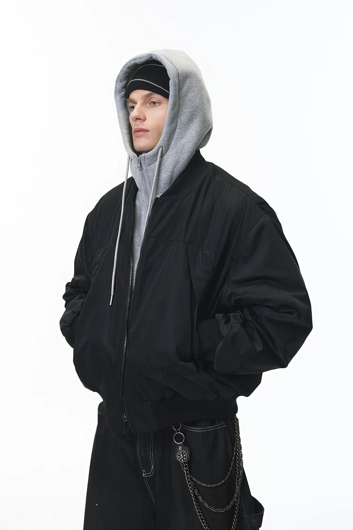 Unisex Detachable Layered Baseball Hoodie Jacket