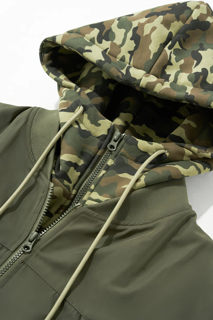 Unisex Detachable Layered Baseball Hoodie Jacket
