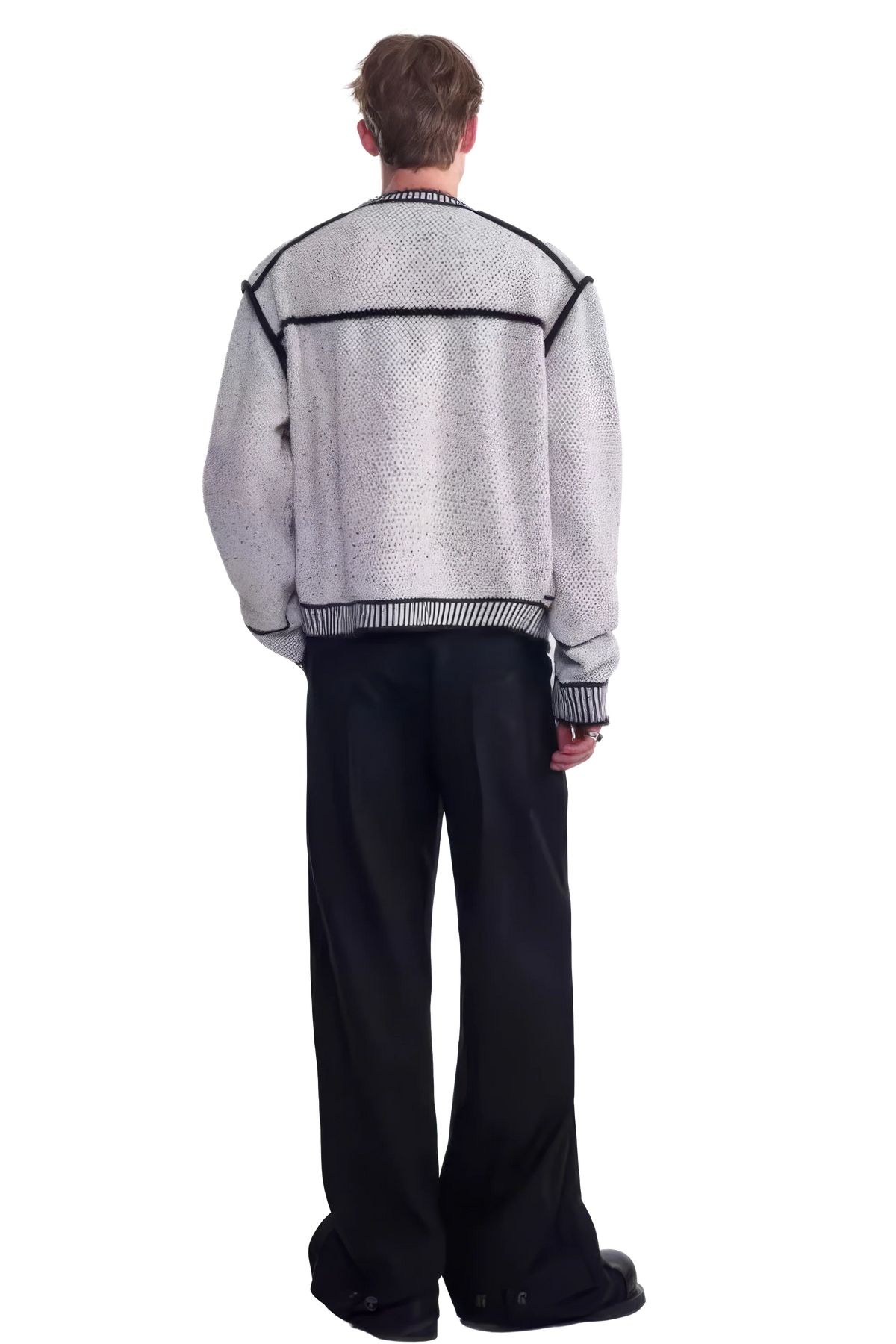 Knitted Sweater Jacket with Mark Pen Design
