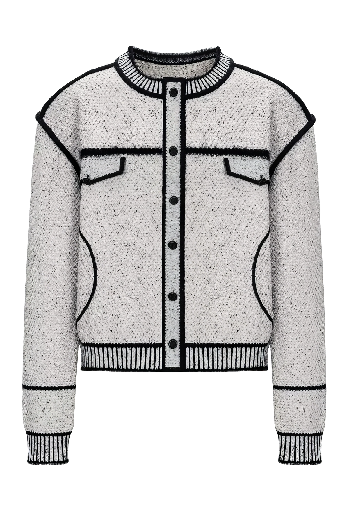 Knitted Sweater Jacket with Mark Pen Design