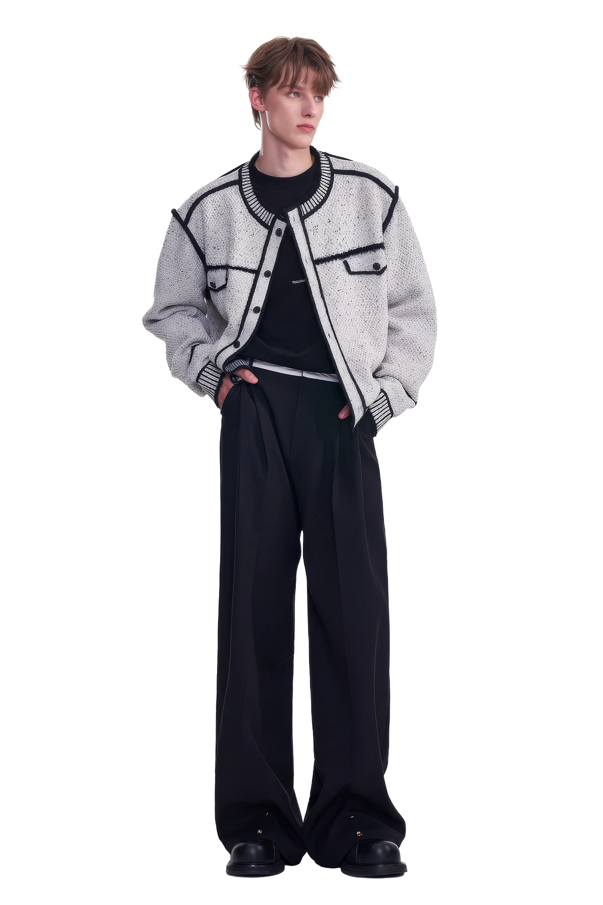Knitted Sweater Jacket with Mark Pen Design