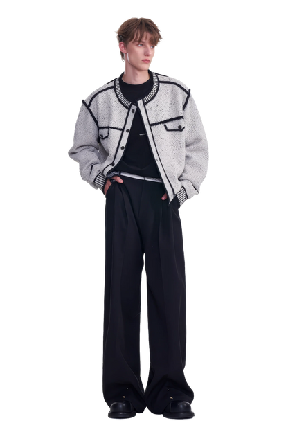 Knitted Sweater Jacket with Mark Pen Design