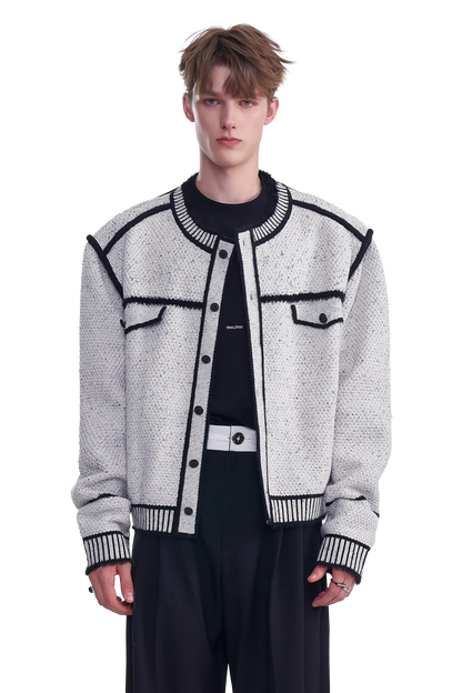 Knitted Sweater Jacket with Mark Pen Design