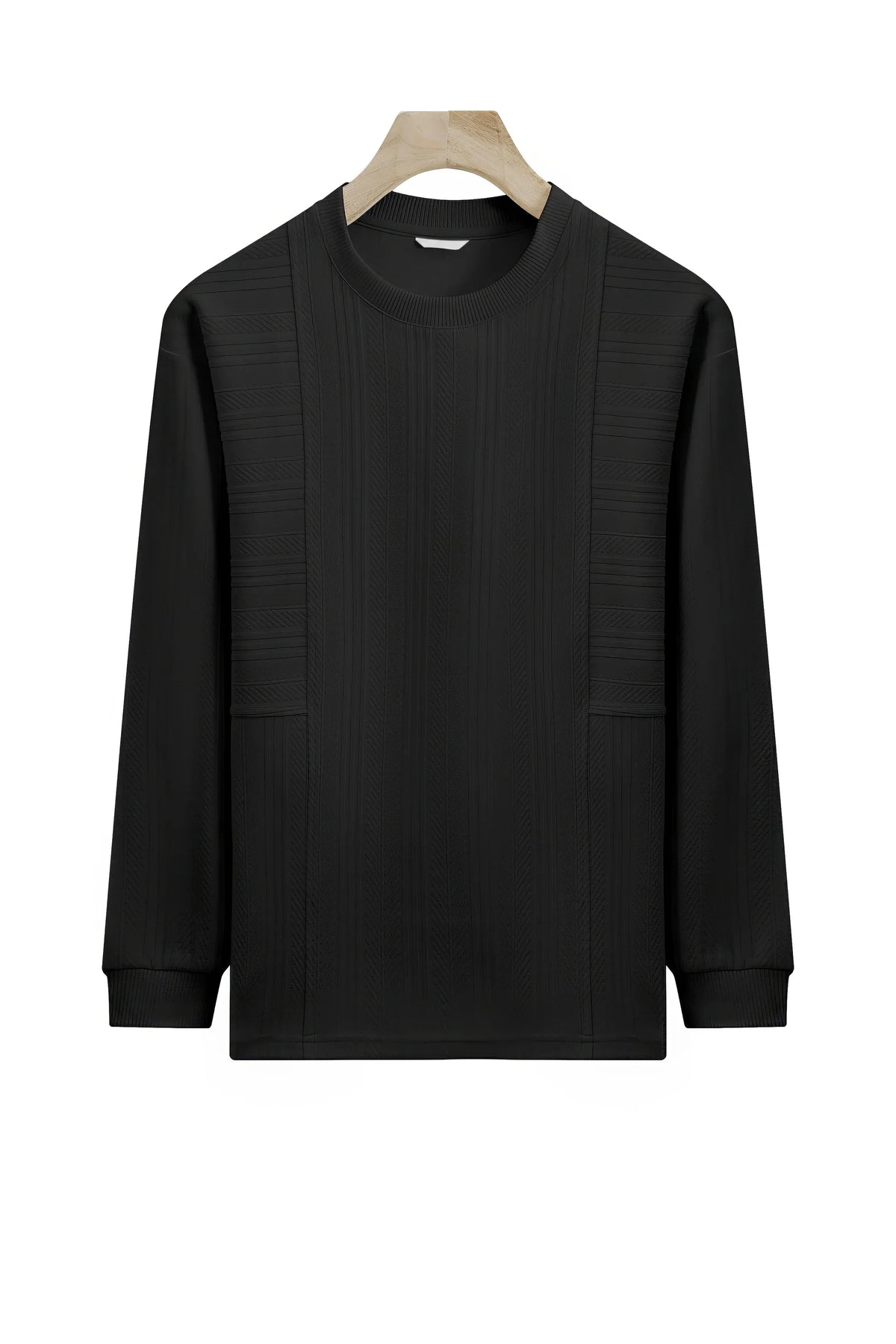 Men's Long Sleeve Knit Sweater with Textured Pattern