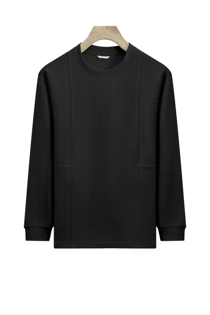 Men's Long Sleeve Knit Sweater with Textured Pattern
