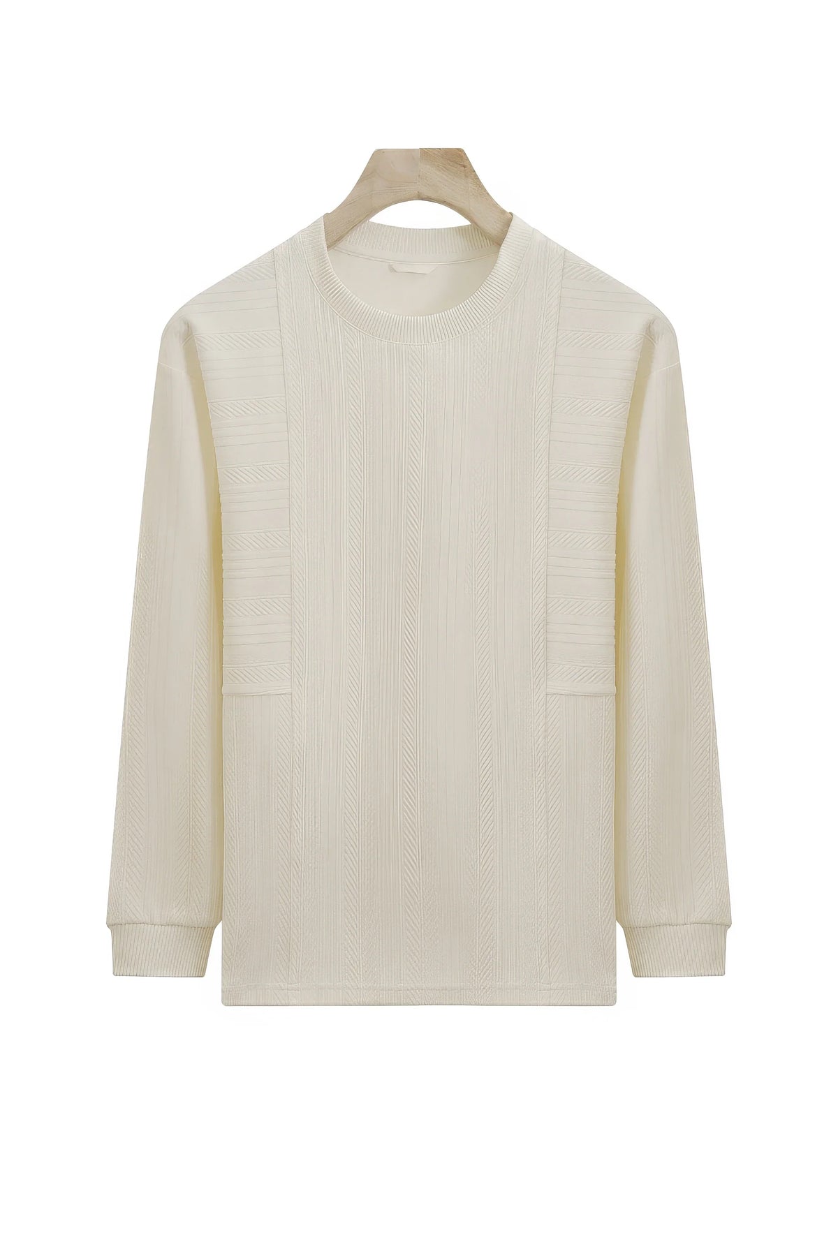 Men's Long Sleeve Knit Sweater with Textured Pattern