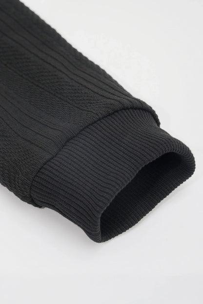 Men's Long Sleeve Knit Sweater with Textured Pattern