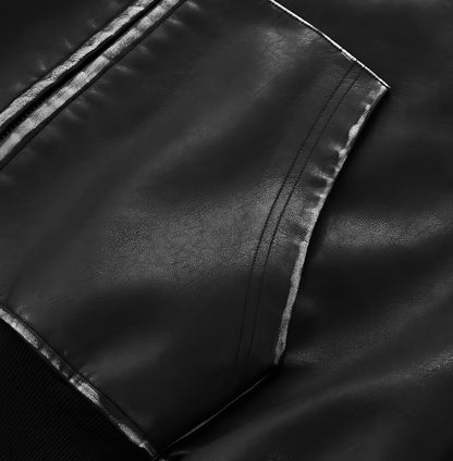 Washed Leather Hooded Jacket - Vintage American Street Style
