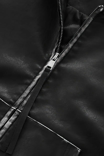 Washed Leather Hooded Jacket - Vintage American Street Style