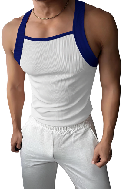 Men’s Ribbed Color Block Athletic Tank Top