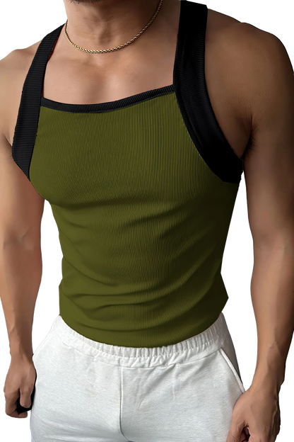 Men’s Ribbed Color Block Athletic Tank Top