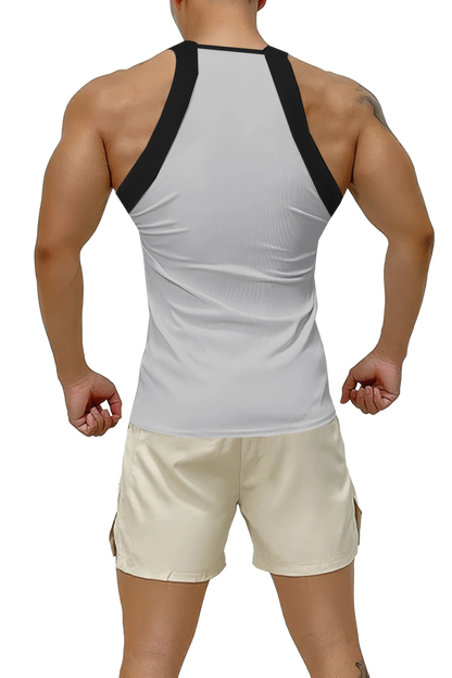 Men’s Ribbed Color Block Athletic Tank Top