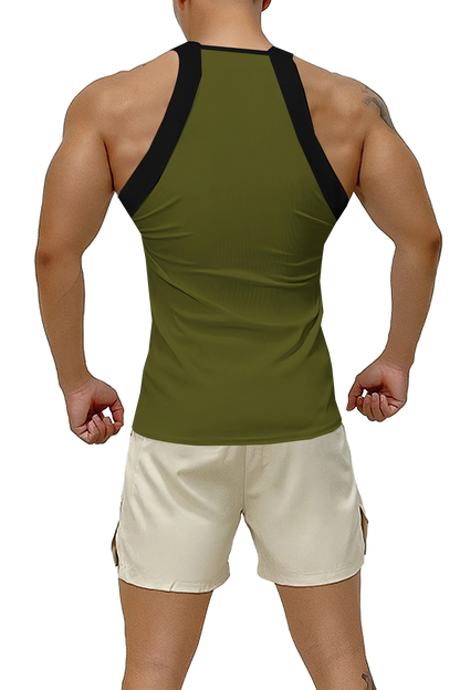 Men’s Ribbed Color Block Athletic Tank Top
