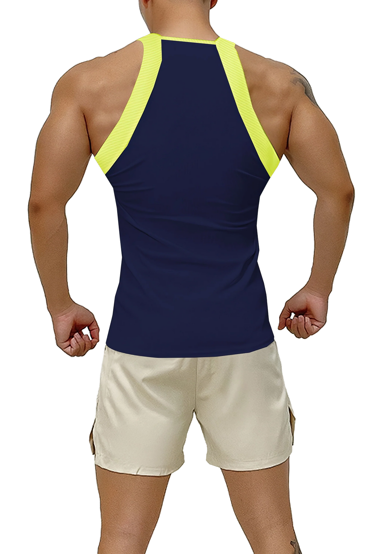 Men’s Ribbed Color Block Athletic Tank Top