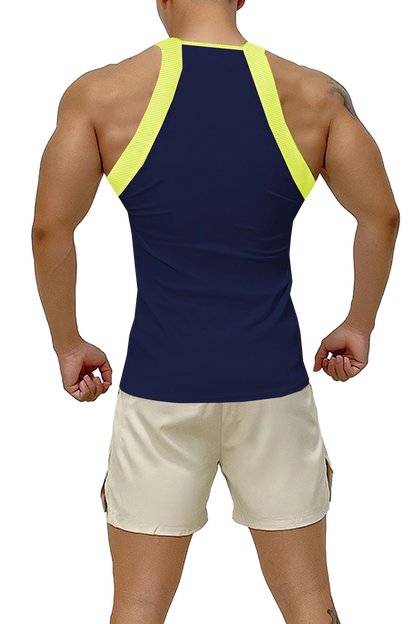 Men’s Ribbed Color Block Athletic Tank Top