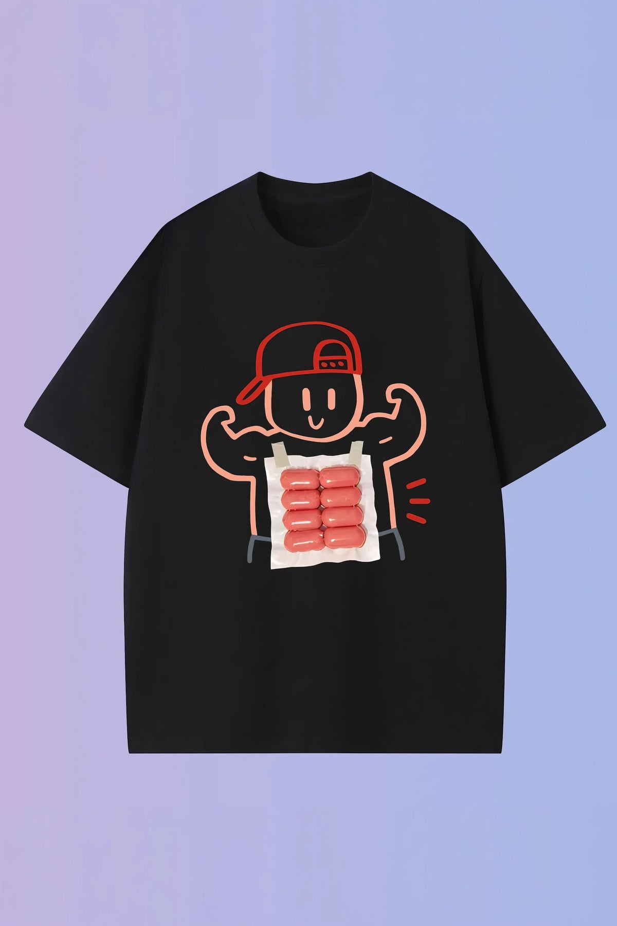 Gym Cartoon Print Cotton Crew Neck T-Shirt