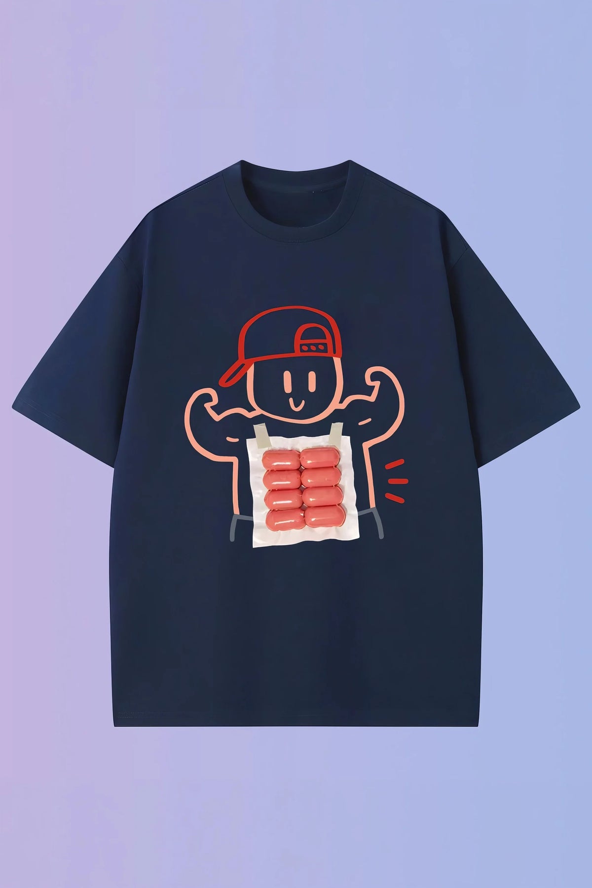 Gym Cartoon Print Cotton Crew Neck T-Shirt
