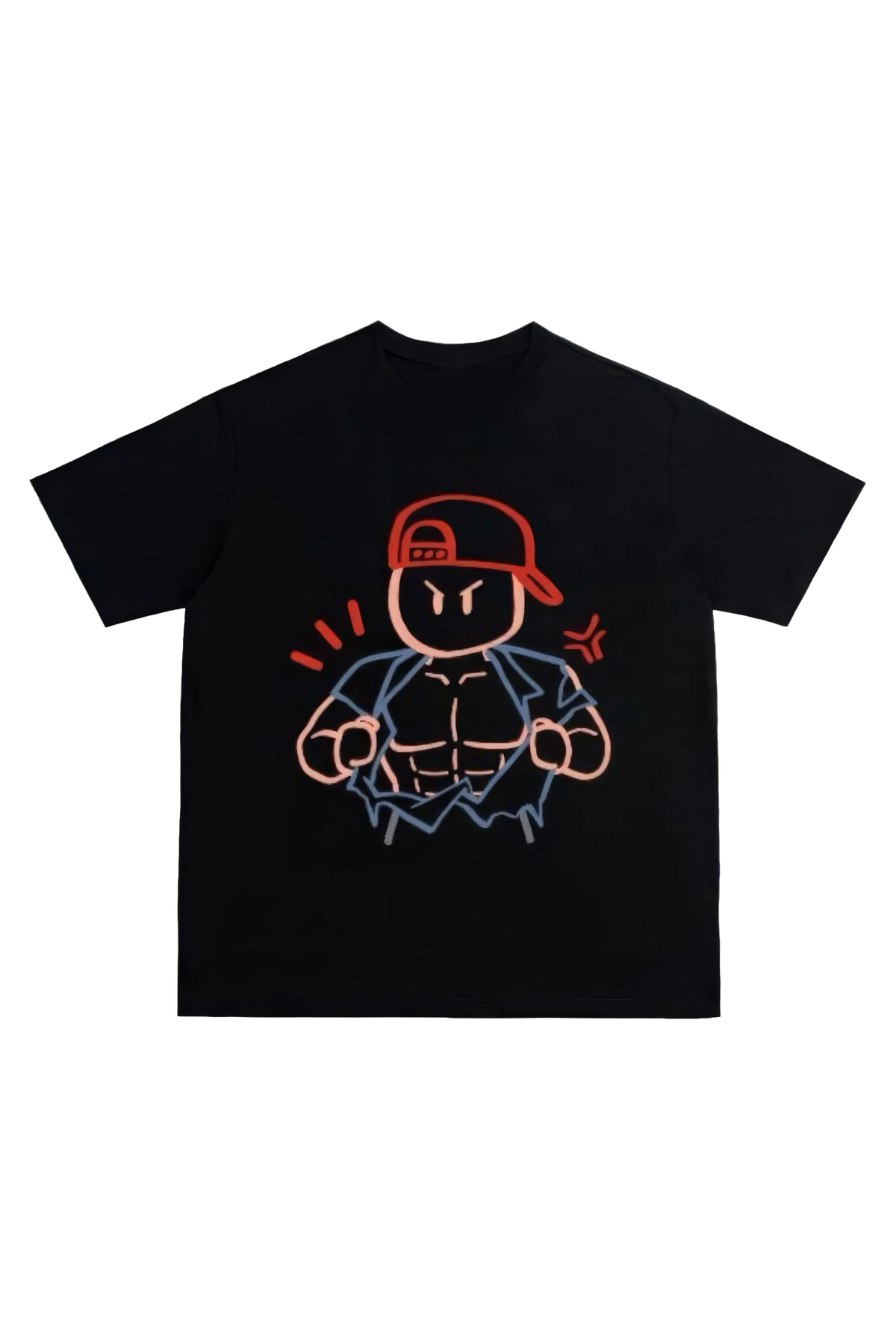 Gym Cartoon Print Cotton Crew Neck T-Shirt