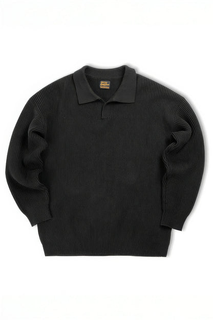 Vintage Ribbed Knit Polo Shirt