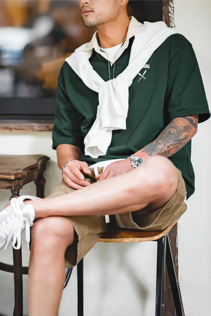 Retro Baseball Style Polo Shirt – Loose Fit Short Sleeve