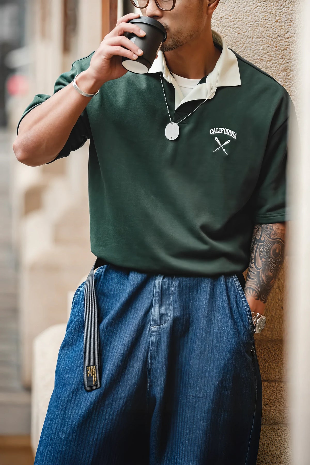 Retro Baseball Style Polo Shirt – Loose Fit Short Sleeve