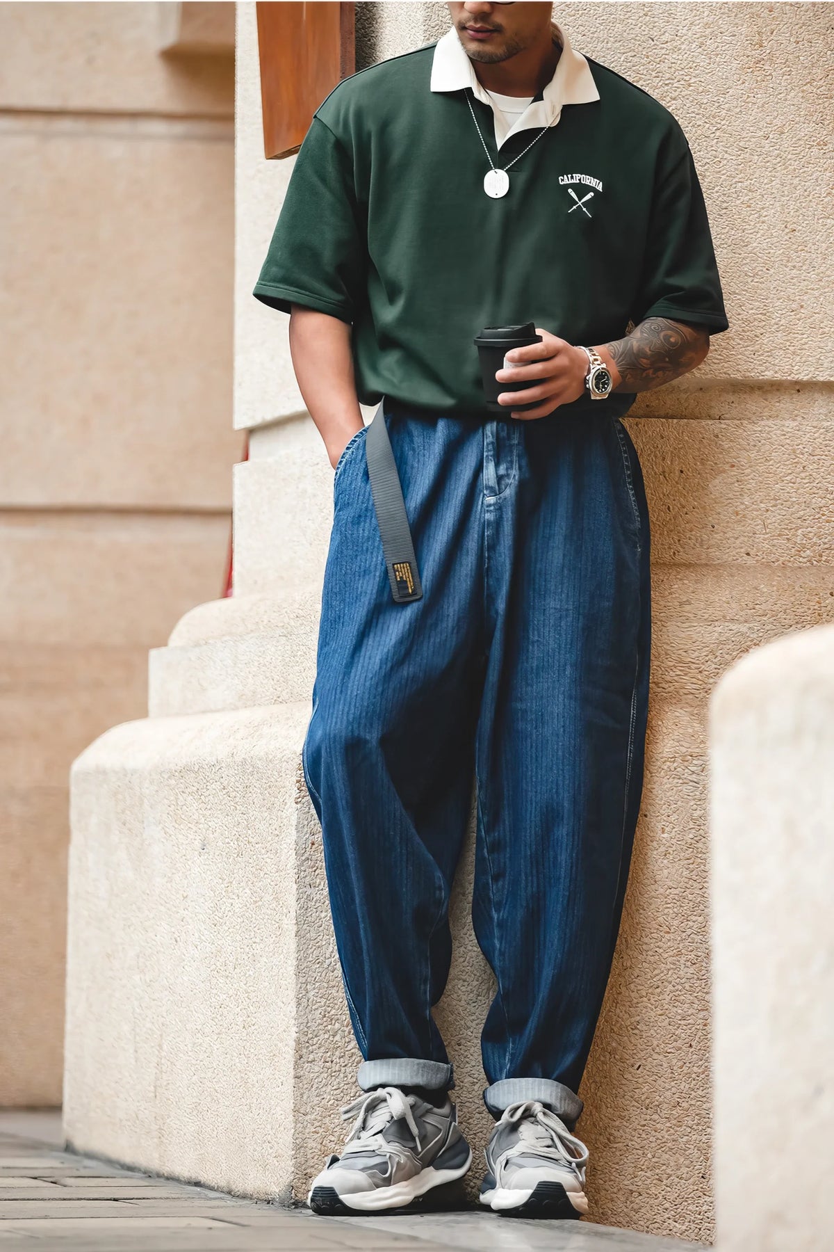 Retro Baseball Style Polo Shirt – Loose Fit Short Sleeve