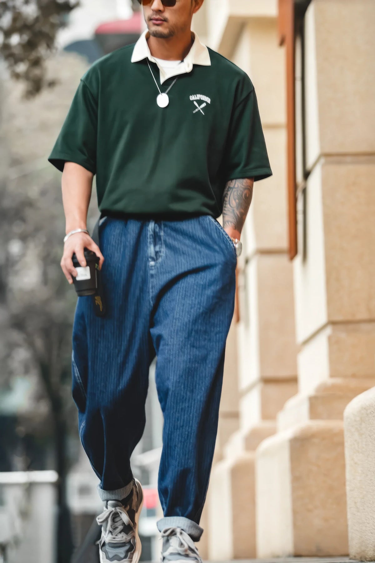 Retro Baseball Style Polo Shirt – Loose Fit Short Sleeve