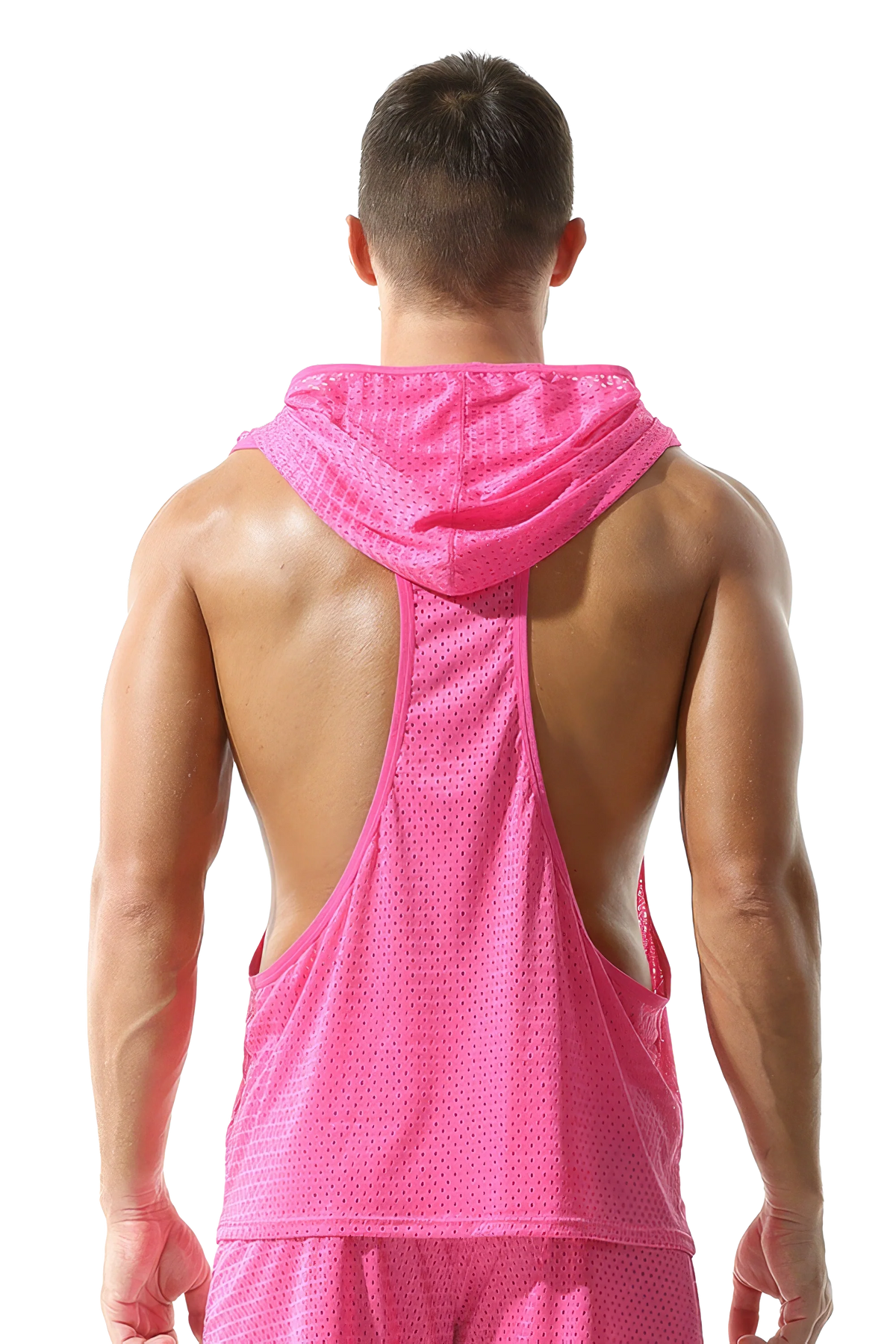 Men's Hooded Tank Top & Shorts Set – Mesh Cutout, Breathable & Lightweight