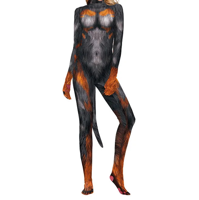 Femme Rottweiler Fantasy Fetish Bodysuit With Tail