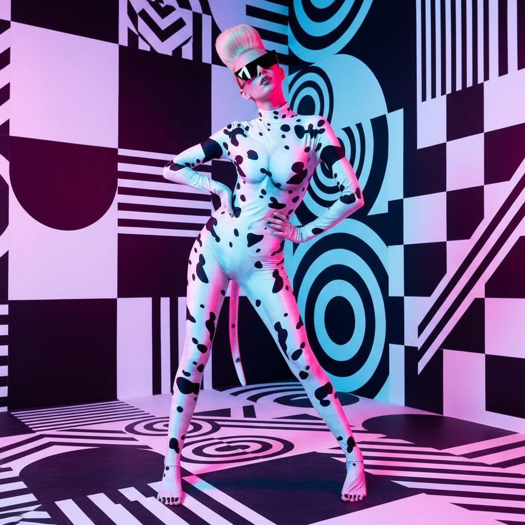 Femme Dalmation Dog Fantasy Fetish Bodysuit With Tail