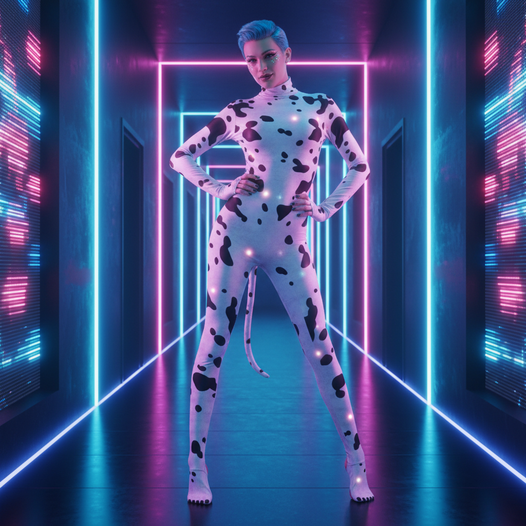 Femme Dalmation Dog Fantasy Fetish Bodysuit With Tail