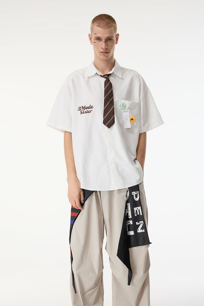 Sable Thread Embroidered Flower Shirts